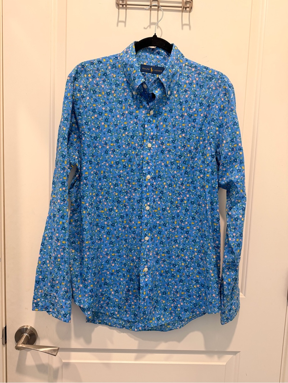 Ralph Lauren Mens Blue
Floral Print Long Sleeve Button Up Shirt Size M